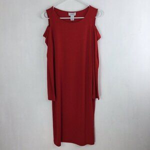 Carmen Marc Valvo Womens Dress sz Medium M Cold Shoulder Bold Rouge Red Stretch